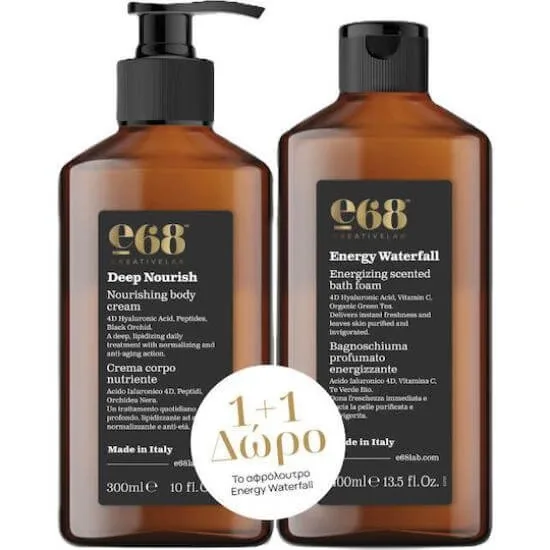 E68 Promo Set de îngrijire a corpului cu cremă de corp hidratantă pentru hrănire profundă Deep Nourish, 300ml & spălare de corp gratuită Energy Waterfall, 400ml — preț și oferte