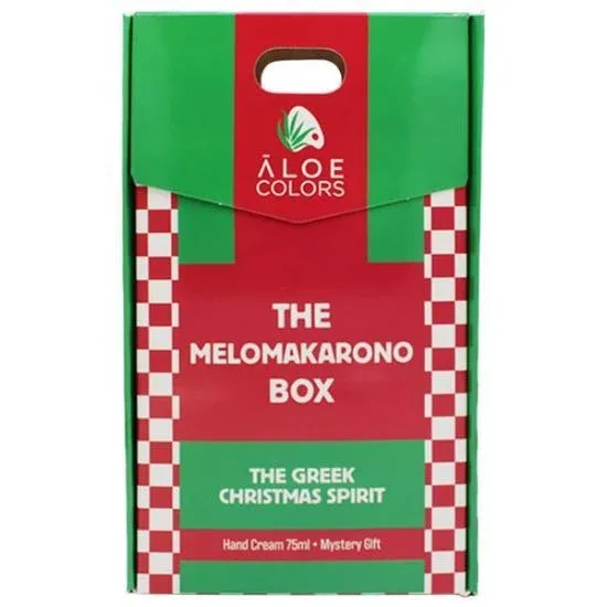 ALOE COLORS Xmas Promo The Melomakarono Box cu Ho Ho Ho Ho Hand Cream Cremă hidratantă pentru mâini, 75ml & Mystery Gift — preț și oferte
