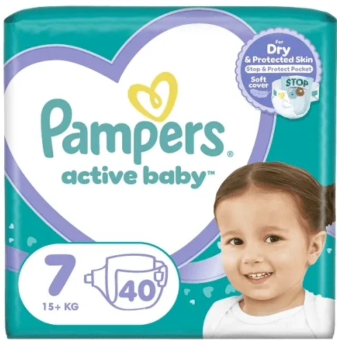 PAMPERS Active Baby mărimea 7 (15+kg) 40 bucăți — preț și oferte