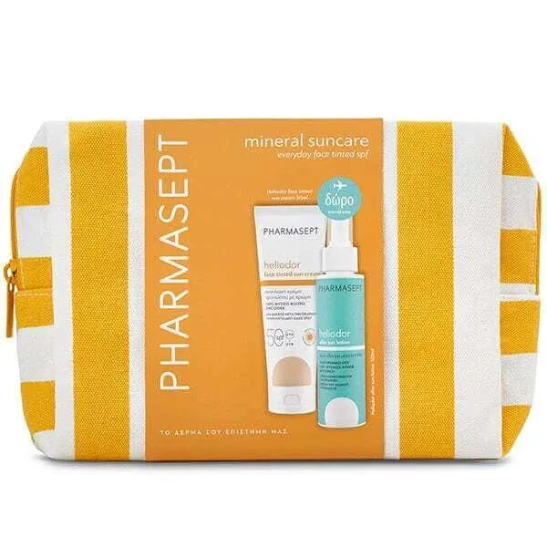 PHARMASEPT Promo Heliodor Face Tinted Sun Cream Cremă de protecție solară pentru față cu culoare SPF50, 50ml & Travel Size Heliodor After Sun Lotion Loțiune pentru față și corp după expunerea la soare, 100ml & Wet Case — preț și oferte