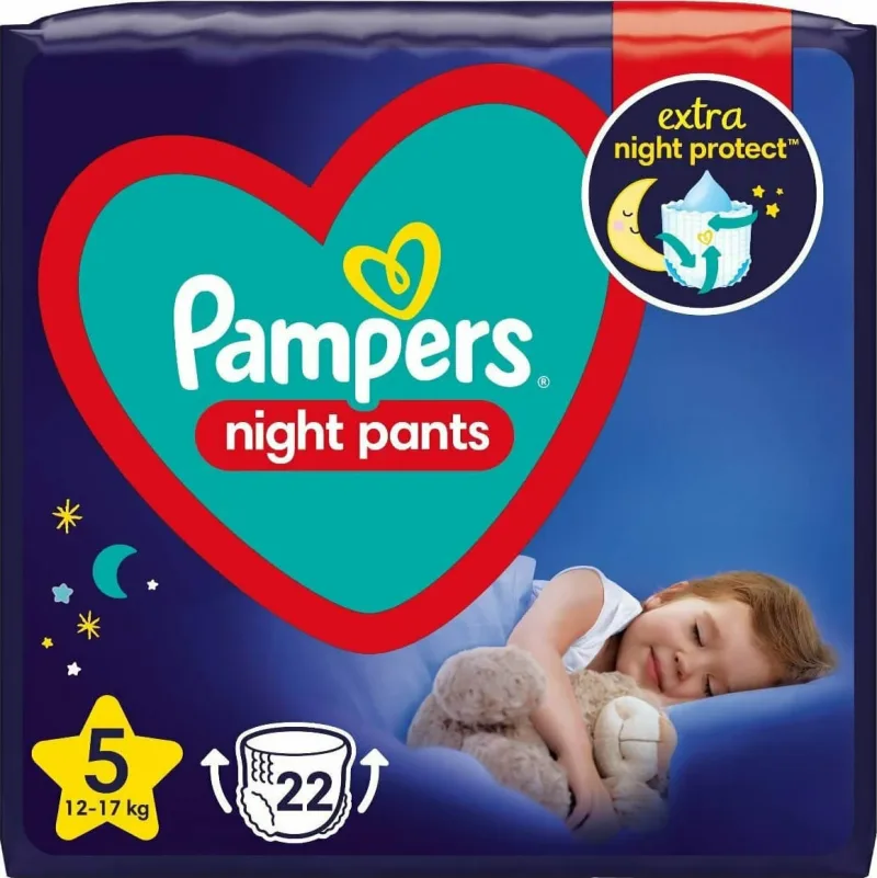 PAMPERS Pantaloni de noapte Pantaloni de noapte pentru bebeluși No.5 12-17Kg 22 bucăți Pachet valoric — preț și oferte