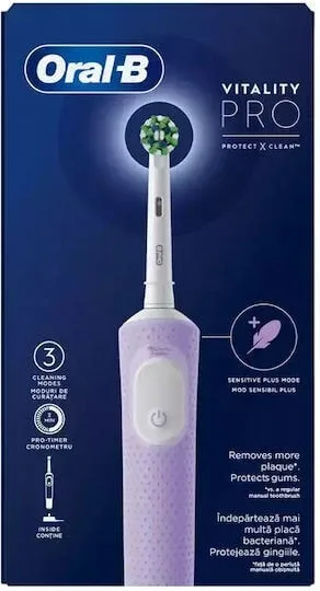 ORAL B Vitality Pro Protect X Clean Periuță de dinți electrică pentru adulți Lila reîncărcabilă 1 buc