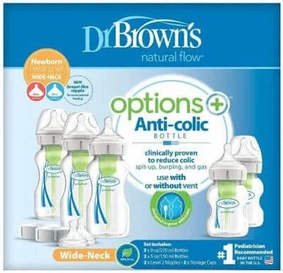 DR BROWN'S Set de 5 opțiuni de sticle din plastic împotriva colicilor cu tetină din silicon pentru 0+ luni 2x150ml & 3x270ml WB 09600 — preț și oferte
