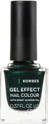 KORRES Gel Effect Nail Colour Lac de unghii cu ulei de migdale pentru strălucire intensă și durată lungă de viață 11ml - 89 Velvet Green