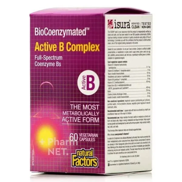 NATURAL FACTORS BioCoenzymated Active B Complex Vitamine B în formă activă 60 Capsule — preț și oferte