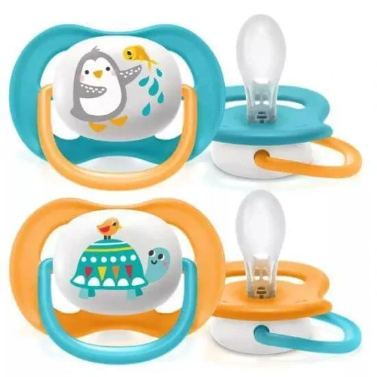 AVENT Ultra Air Animals Orthodontic Silicone Soother pentru 6-18 luni 2 bucăți [SCF080/12] - Albastru — preț și oferte
