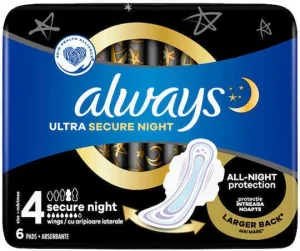 ALWAYS Ultra Secure Night 4 InstantDry tampoane cu absorbție ridicată cu aripi, 6 bucăți