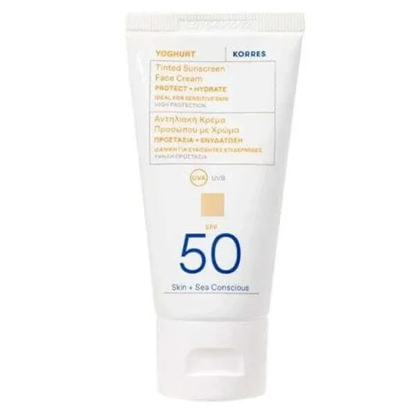 KORRES Cremă de față cu protecție solară colorată cu iaurt Protejează și hidratează Crema de față cu protecție solară colorată SPF50 50ml — preț și oferte
