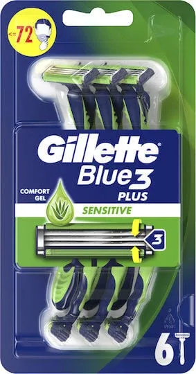 GILLETTE Blue 3 Plus Sensitive Aparat de ras de unică folosință cu 3 lame și bandă lubrifiantă pentru piele sensibilă 6 bucăți — preț și oferte