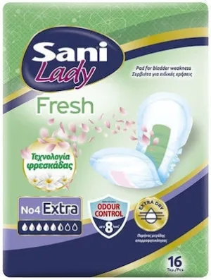 SANI Lady Fresh No4 Extra Absorbante de noapte pentru femei pentru incontinență ușoară 16 bucăți