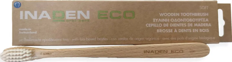 INADEN Eco periuță de dinți din lemn moale moale moale periuță de dinți din lemn cu fibre organice — preț și oferte