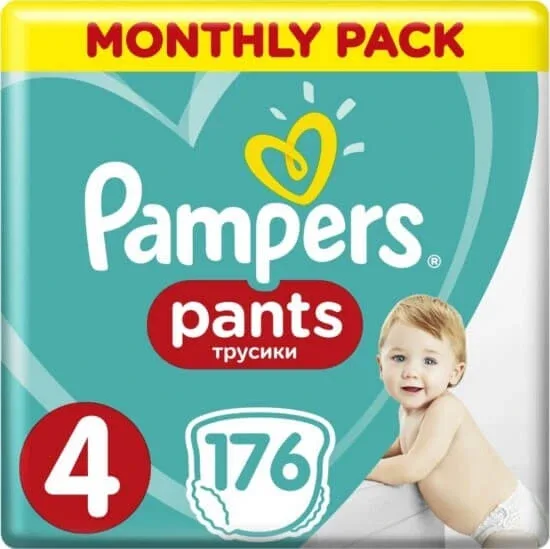 PAMPERS Baby Pants Pants No.4 9-15Kgr 176 bucăți Pachet lunar — preț și oferte