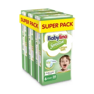 BABYLINO Scutece pentru copii moi din bumbac sensibil No6 13-18kg (38x3) 114 bucăți Super Pack