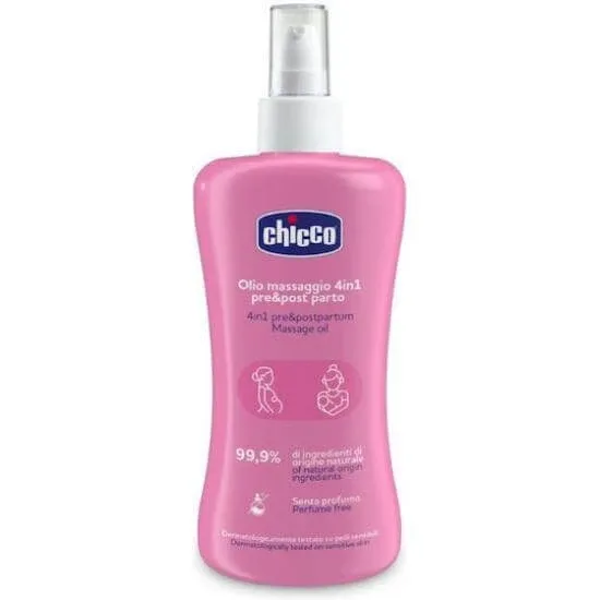 CHICCO Ulei de masaj Ulei de masaj 4 în 1 pentru înainte și după naștere cu ingrediente naturale și fără parfum, 200ml — preț și oferte