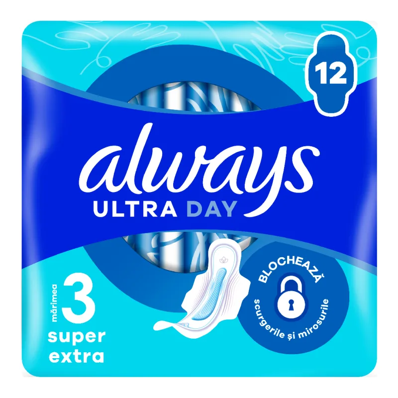 Absorbante Ultra Day Super Extra, marimea 3, 12 bucati, Always — preț și oferte