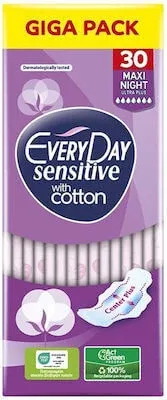 EVERYDAY Giga Pack Sensitive cu bumbac Maxi Night Ultra Plus 30 bucăți — preț și oferte
