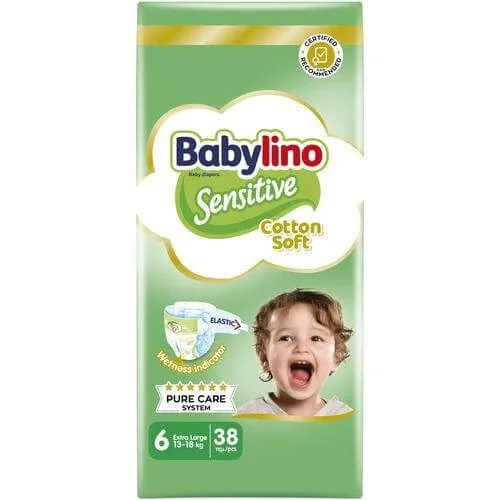 BABYLINO Sensitive Cotton Soft Baby Scutece No6 13-18 Kg Value Pack 38 bucăți — preț și oferte