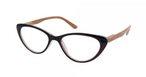 EYELEAD Presbiopie - Ochelari de lectură cu braț din lemn, Bordeaux Butterfly Shape E206 +1.75