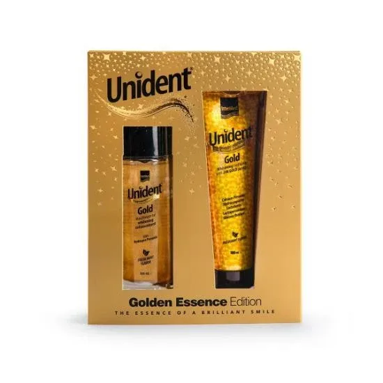 UNIDENT Golden Essence Edition Pastă de dinți de albire Unident Gold Albire și apă de gură Unident Gold — preț și oferte