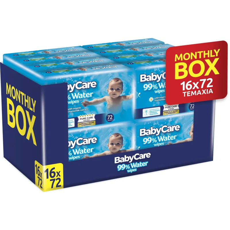 BABYCARE Șervețele pentru copii 99% apă (16 pachete de 72 bucăți) 1152 bucăți — preț și oferte