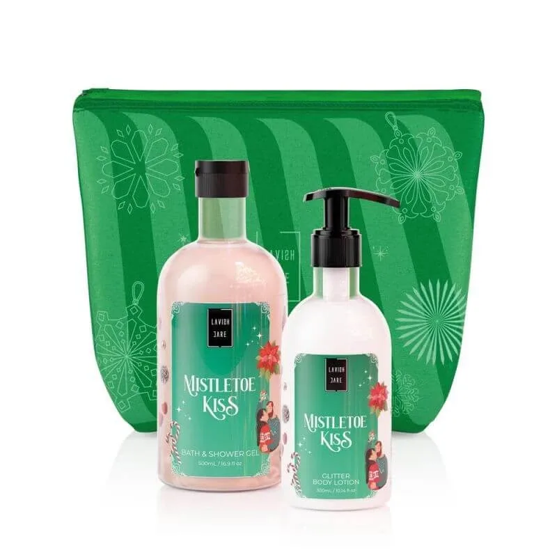 LAVISH CARE Mistletoe Kiss Christmas Set Gel de baie și duș 500ml & Loțiune de corp cu sclipici 300ml — preț și oferte