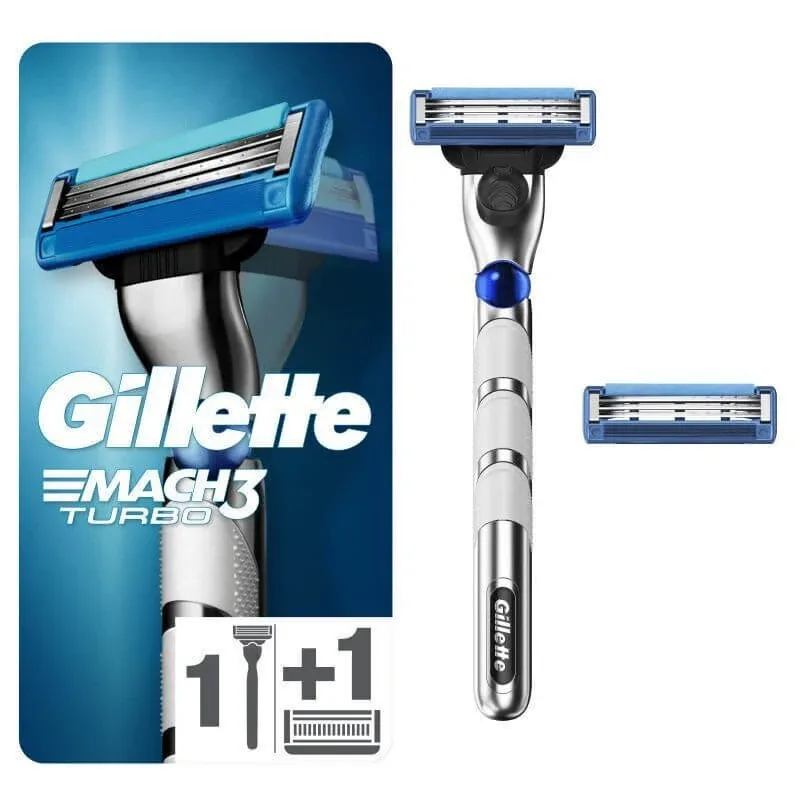Aparat de ras GILLETTE Mach3 Turbo 3D cu 3 capete de lamă de schimb și bandă de lubrifiere Champions League 2 bucăți — preț și oferte