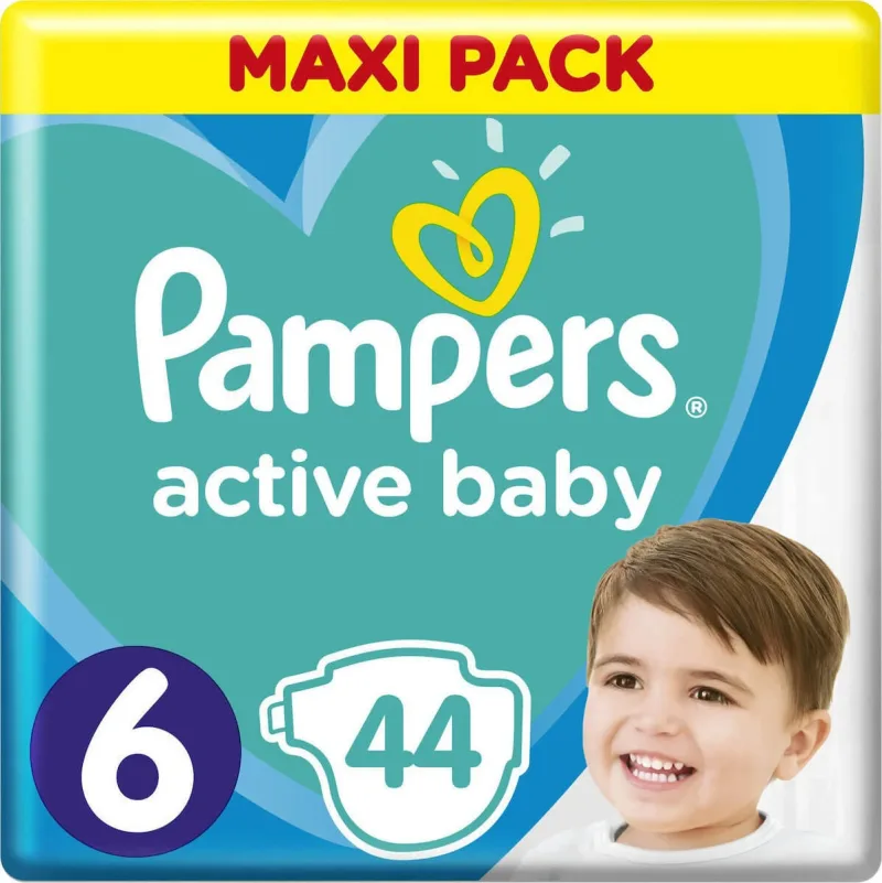 PAMPERS Scutece pentru copii Active Baby No.6 13-18Kgr 44 bucăți Maxi Pack — preț și oferte