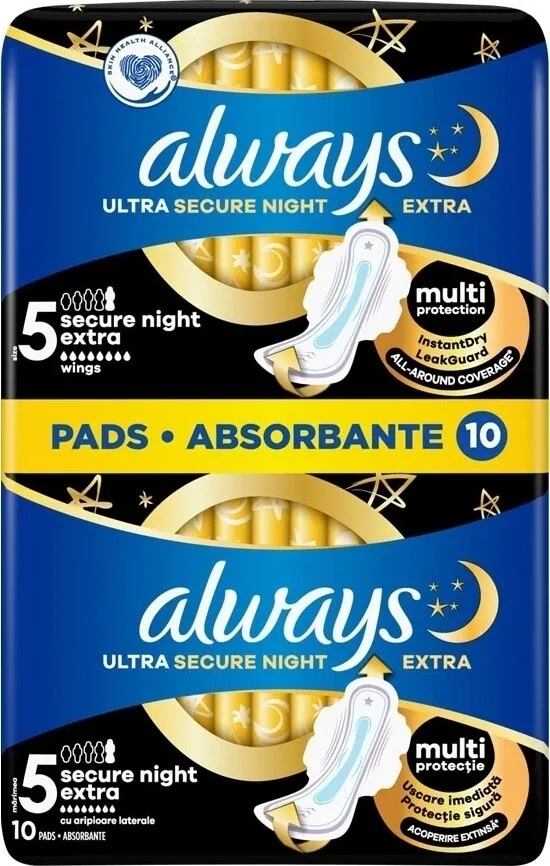 ALWAYS Ultra Pads Secure Night Extra (mărimea 5) 10 tampoane — preț și oferte