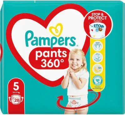 PAMPERS Pantaloni 360° Scutece pentru copii-Bracket No5 (12kg-17kg) 28 bucăți — preț și oferte