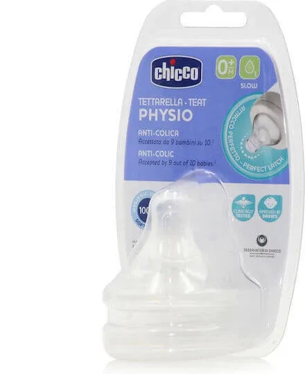CHICCO Physio Teat Anti-Colic Flux lent Tetină din silicon pentru 0+, 2 bucăți — preț și oferte