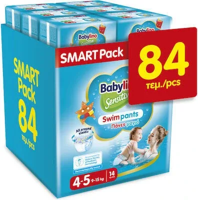 BABYLINO Sensitive Swim Pants Monthly Pack No4-5 (9-15kg) Scutece pentru copii - costume de baie ( 6 pachete de 14 bucăți ) 84 bucăți — preț și oferte