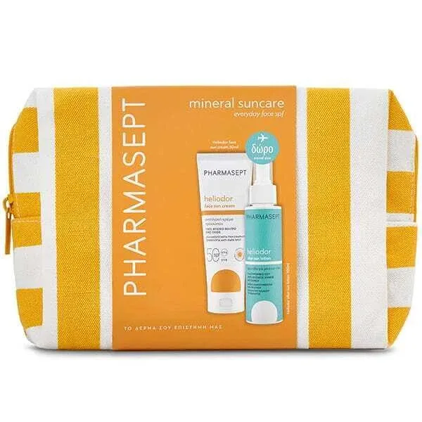 PHARMASEPT Promo Heliodor Face Sun Cream SPF50 Protecție solară pentru față, 50ml & Gift Travel Size Heliodor After Sun Lotion Loțiune pentru față și corp pentru după expunerea la soare, 100ml & Water Box — preț și oferte