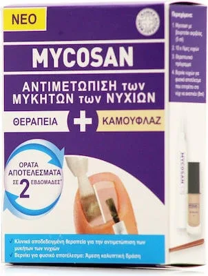 MYCOSAN Tratați și camuflați kitul de tratare a ciupercilor unghiilor 5ml și ojă de acoperire 8ml — preț și oferte