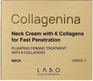 COLLAGENINA Neck Cream Grade 3 Tratament pentru gât pentru refacerea volumului, fermitate și elasticitate cu 6 molecule de colagen pentru absorbție imediată 50ml