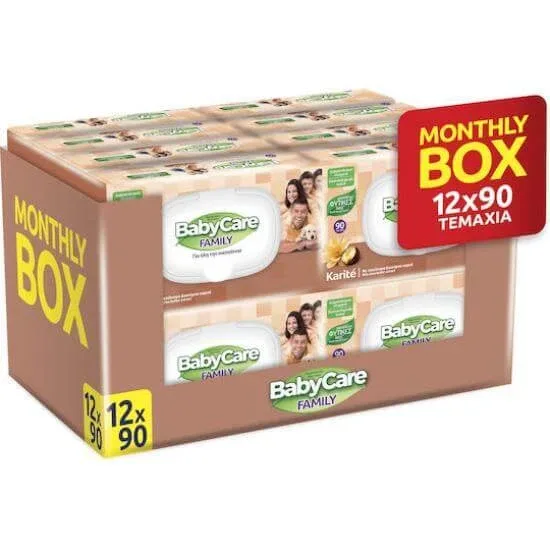 BABYCARE Family Baby Wipes pentru întreaga familie cu extract de unt de shea (12 pachete de 90 bucăți) Box — preț și oferte