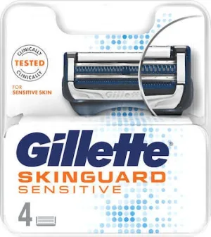 GILLETTE Skinguard Sensitive capete de schimb cu 2 lame și bandă lubrifiantă pentru piele sensibilă 4 bucăți
