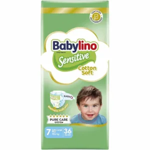 BABYLINO Sensitive Cotton Soft No.7 Scutece autoadezive pentru 15+kg 36 bucăți