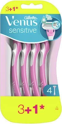 GILLETTE Venus 3 Sensitive Aparate de ras de unică folosință cu 3 lame și bandă lubrifiantă pentru piele sensibilă 4 bucăți — preț și oferte
