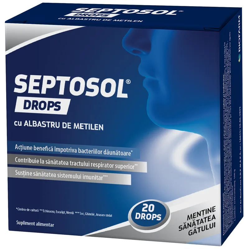 Septosol cu albastru de metilen, Biofarm | 20 dropsuri — preț și oferte