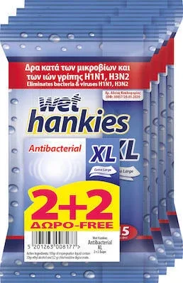 WET HANKIES Șervețele antibacteriene XL Șervețele antibacteriene pentru mâini (4x15) 60 bucăți — preț și oferte