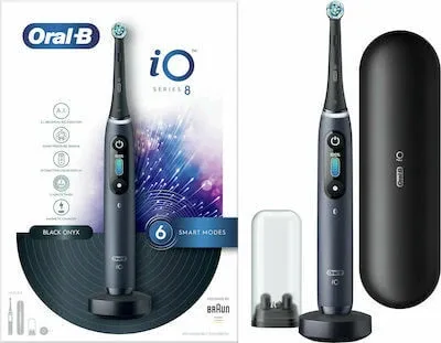 Periuța de dinți electrică ORAL-B iO Series 8 Magnetic Black Onyx Noua tehnologie cu cronometru și senzor de presiune în culoarea neagră — preț și oferte