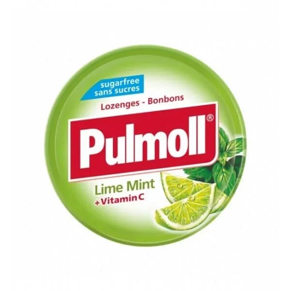 PULMOLL Vitamin C Lime & Mint Pastille pentru tuse și dureri în gât 45g — preț și oferte