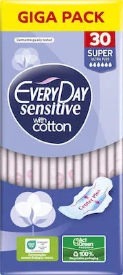 EVERYDAY Giga Pack Tampoane sensibile cu bumbac Super Ultra Plus 30 bucăți — preț și oferte