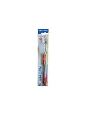 INADEN Periuță de dinți Dynamic Medium Medium cu capac de protecție pentru cap - Roșu