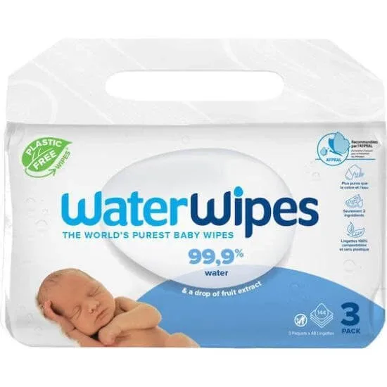 Șervețele pentru copii WATERWIPES cu 99,9% apă, fără alcool și parabeni 3x48 bucăți — preț și oferte
