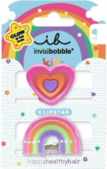 AMBITAS Invisibobble Clipstar Glow Happy Heart Cleme de păr pentru copii 2 bucăți — preț și oferte