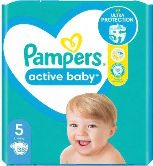 PAMPERS Active Baby Scutece cu adeziv nr. 5 pentru 11-16 kg 38 bucăți — preț și oferte