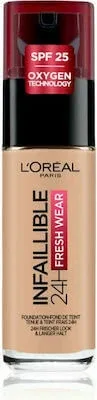 LOREAL Infaillible Foundation 32H Fresh Wear Foundation Fond de ten cu textură lejeră pentru acoperire totală care durează 32 de ore 145 Rose Beige