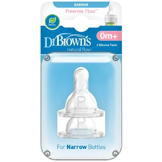 DR. BROWN'S Natural Flow Silicone Bottle Nipple Options+ Narrow Neck Level Premature 0+ 2 Pieces 292 — preț și oferte
