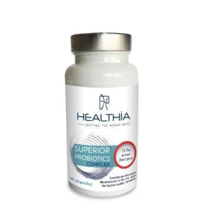 HEALTHIA Superior Probiotic Complex, supliment de fibre probiotice și prebiotice 10 miliarde CFU de microorganisme probiotice, 60 capsule
